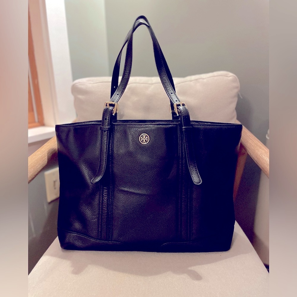 Tory Burch black leather purse/tote.